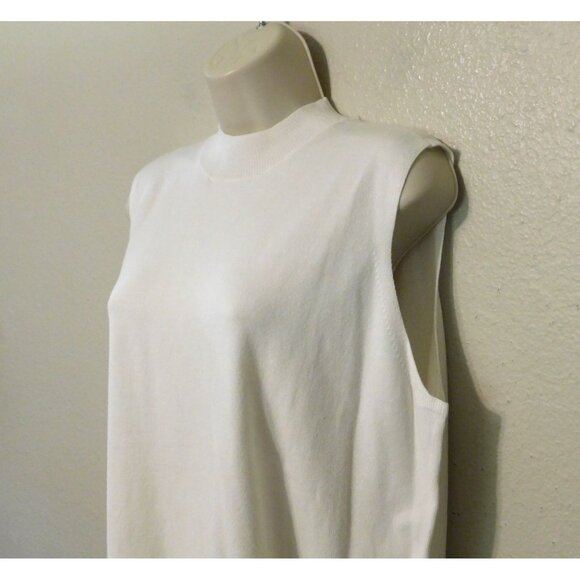 Worthington Mock Neck Sweater Womens XL Ivory Cream Sleeveless Soft Knit New - Picture 2 of 5